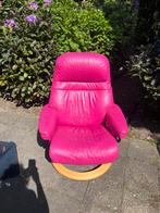 Knalroze relaxfauteuil merk stressless, Huis en Inrichting, Ophalen, Gebruikt, Leer, 50 tot 75 cm