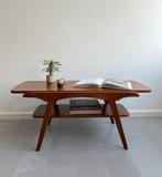 Vintage teakhouten salontafel omkeerbaar blad, jaren 60, Huis en Inrichting, Tafels | Salontafels, Ophalen, Gebruikt, 100 tot 150 cm