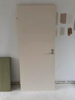Houten opdekdeur met deurkruk en rozet, Doe-het-zelf en Verbouw, Deuren en Horren, Ophalen, Gebruikt, 80 tot 100 cm, Binnendeur
