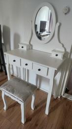 Kaptafel met krukje, Huis en Inrichting, Tafels | Kaptafels, Ophalen, Gebruikt, 100 tot 150 cm, 50 tot 100 cm