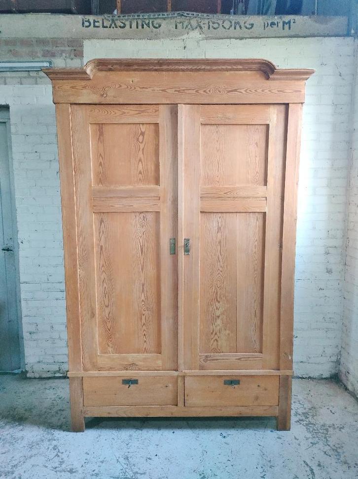 Antieke kast demontabel grenen hang kledingkast oude, Antiek en Kunst, Antiek | Meubels | Kasten, Ophalen of Verzenden