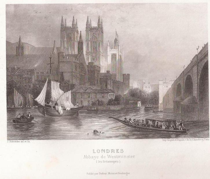 SCHROEDER,J.- LONDRES ABBAYE DE WESTMINSTER (ISLES BRITANNIQ, Antiek en Kunst, Kunst | Etsen en Gravures, Ophalen of Verzenden