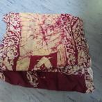 prachtige Indiaanse batik sjaal  creme en bordeauxrood zijde, Verzenden, Sjaal