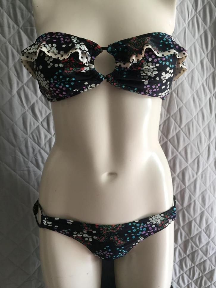 bikini strapless bloemen S/M (1B17), Kleding | Dames, Badmode en Zwemkleding, Gedragen, Bikini, Ophalen of Verzenden