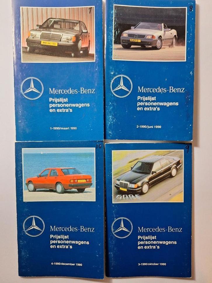 4 stuks Mercedes prijslijsten personenwagens 1990, Boeken, Auto's | Folders en Tijdschriften, Gelezen, Mercedes, Ophalen of Verzenden