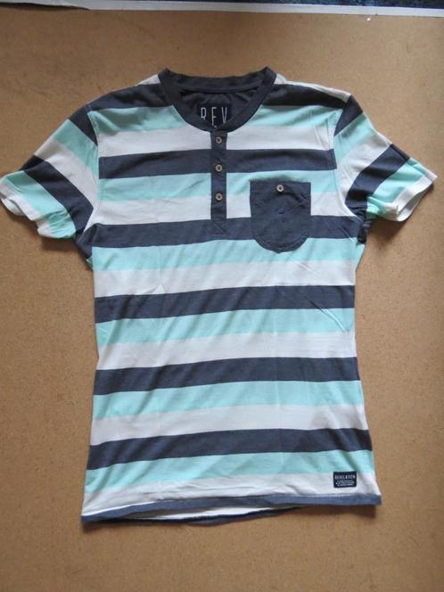 Mooi gestreept t-shirt in prima staat van Revelation, maat M, Kleding | Heren, T-shirts, Gedragen, Maat 48/50 (M), Grijs, Ophalen of Verzenden
