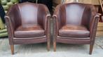 2 klassieke Chesterfield club fauteuils leer + BEZORGING!!, Huis en Inrichting, Fauteuils, Gebruikt, ., Chesterfield, Ophalen of Verzenden