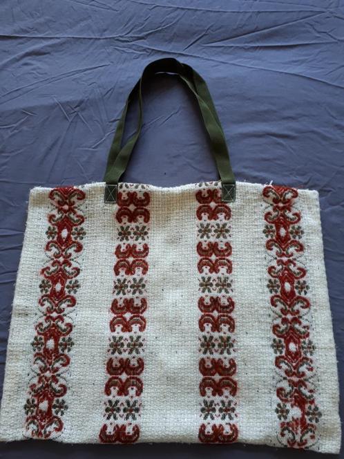 Folklore retro shopper, tote bag met rits, Sieraden, Tassen en Uiterlijk, Tassen | Damestassen, Nieuw, Shopper, Beige, Ophalen of Verzenden