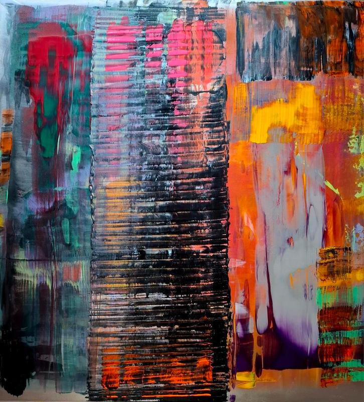 Modern Abstract Schilderij 90x90, Antiek en Kunst, Kunst | Schilderijen | Abstract, Ophalen of Verzenden