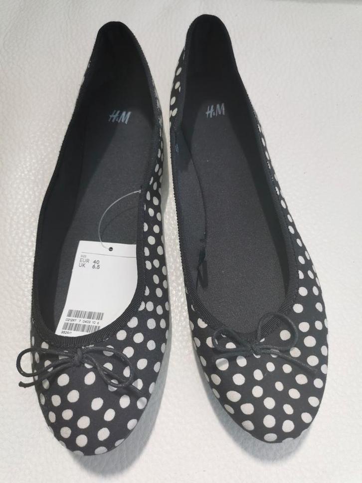 H&M ballerina's mt. 39, Kleding | Dames, Schoenen, Nieuw, Ballerina's, Zwart, Verzenden