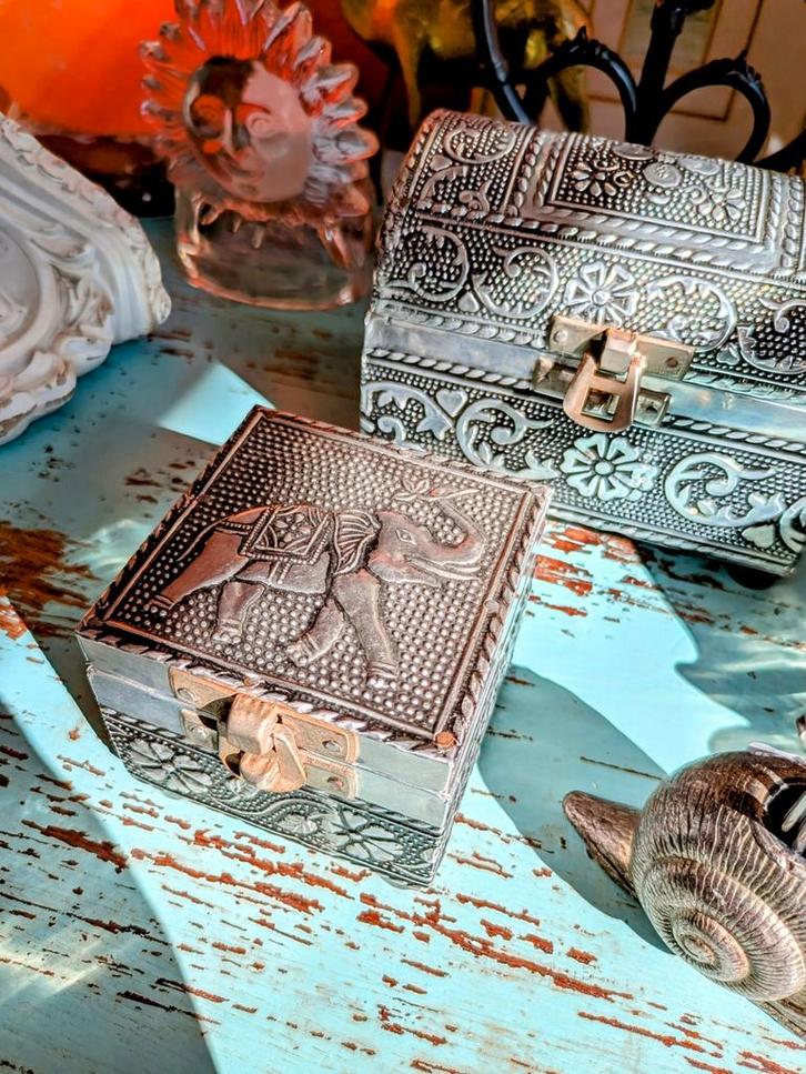 Vintage Sieradendoosje Olifant, Huis en Inrichting, Woonaccessoires | Kisten, Zo goed als nieuw, Minder dan 50 cm, Minder dan 50 cm