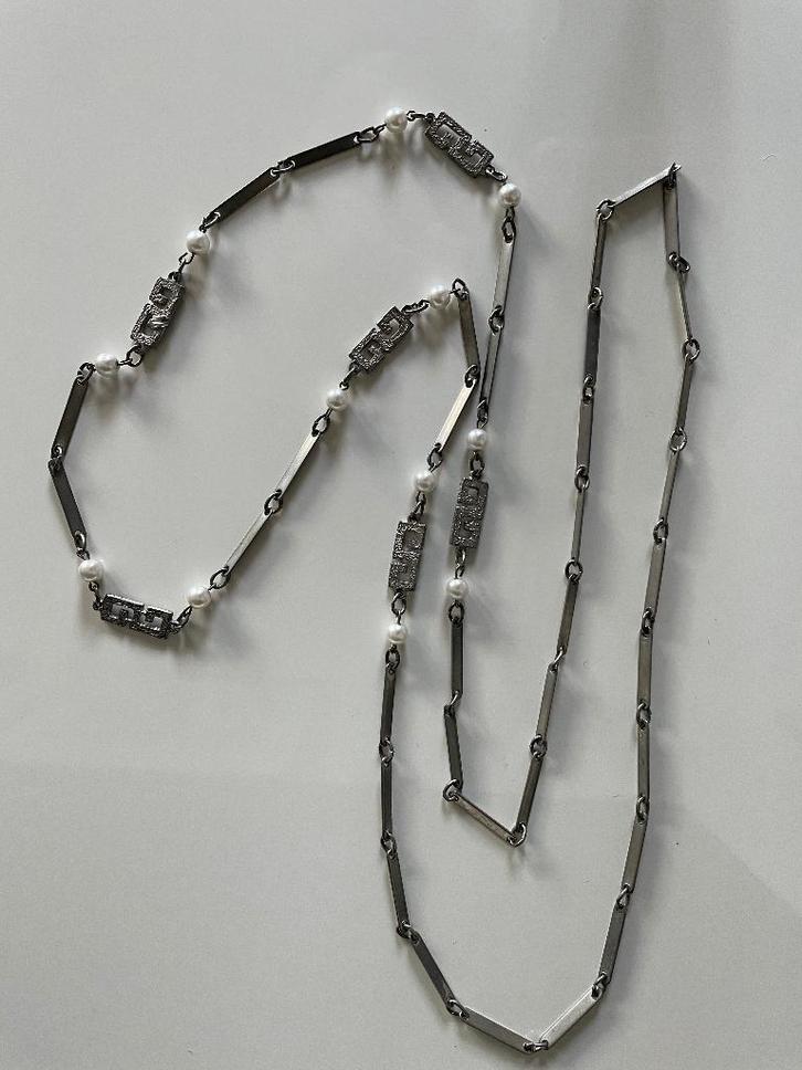 Bijzondere retro / vintage jaren 60/70 ketting, Sieraden, Tassen en Uiterlijk, Kettingen, Gebruikt, Zilver, Ophalen of Verzenden