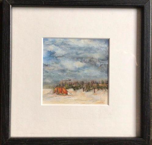 Het groene strand van Terschelling van Lia aquarel., Antiek en Kunst, Kunst | Schilderijen | Klassiek, Ophalen of Verzenden