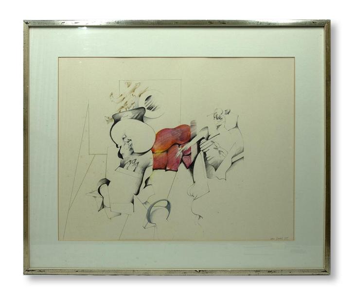 Pierre van Soest (1930-2001) - Compositie met rood, Antiek en Kunst, Kunst | Schilderijen | Modern, Ophalen of Verzenden