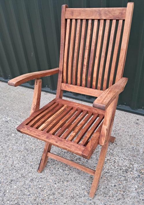 1 Teakhouten shabby chic bistrostoel, inklapbaar, Tuin en Terras, Tuinmeubel-accessoires, Gebruikt, Ophalen