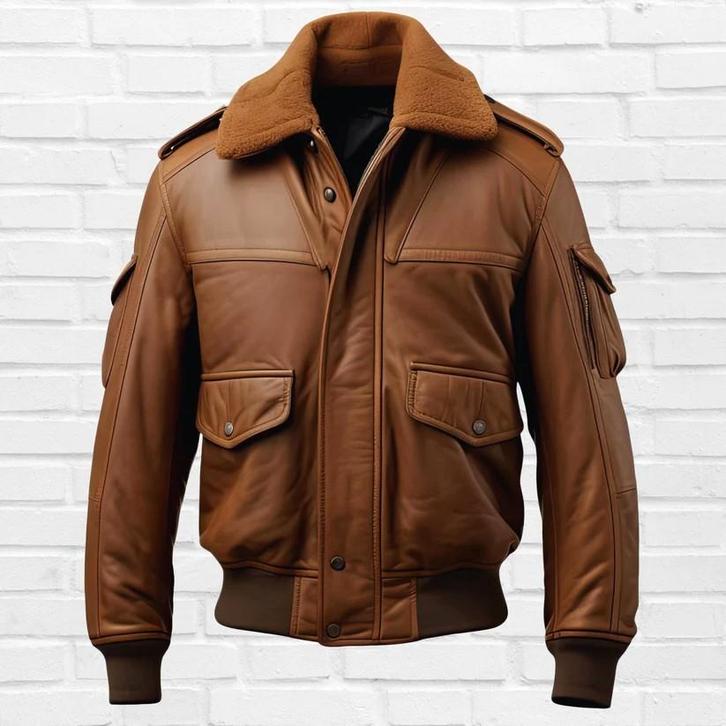 Bomber Jacket Genuine Leather, Kleding | Heren, Jassen | Winter, Nieuw, Overige maten, Overige kleuren, Ophalen of Verzenden