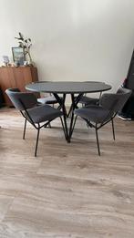 Ronde Eettafel Marmerlook & Stalen Onderstel, Huis en Inrichting, Tafels | Eettafels, Ophalen, 100 tot 150 cm, Rond, Zo goed als nieuw