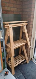 Glazen tafel op schragen, Huis en Inrichting, Tafelonderdelen, Ophalen, Minder dan 50 cm, Gebruikt, 50 tot 100 cm