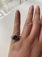 Vintage zilveren ring met bloem roos, Gebruikt, Ophalen of Verzenden, 17 tot 18, Dame