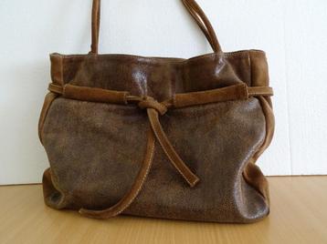 Vintage Suède Leren schoudertas shopper Tijgerprint  beschikbaar voor biedingen