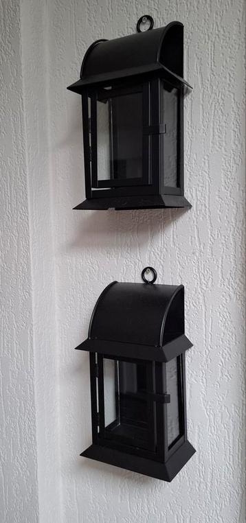 2 nieuwe, zwart metalen windlichtjes.H23,5,D8,5,B14 beschikbaar voor biedingen