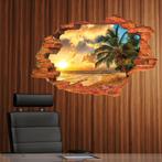 Strand Met Palmboom 3D Sticker / Muursticker Diepte Wand, Verzenden, Nieuw