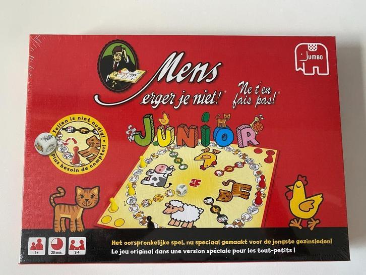 Mens erger je niet! Junior -editie. Nieuw., Hobby en Vrije tijd, Gezelschapsspellen | Bordspellen, Nieuw, Een of twee spelers