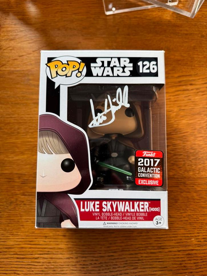 Gesigneerde Luke Skywalker Funko Pop Star Wars, Verzamelen, Poppetjes en Figuurtjes, Zo goed als nieuw, Ophalen of Verzenden