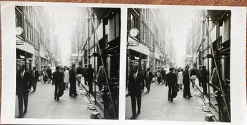 Stereofoto KALVERSTRAAT Amsterdam 1950-60 beschikbaar voor biedingen