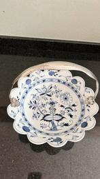 Prachtige grote porseleinen schaal met zilveren handvat:1886, Verzenden, Zilver