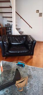 Loverseat zwart leder, merk Goossens, Huis en Inrichting, Banken | Sofa's en Chaises Longues, Ophalen, Gebruikt, Eenpersoons, 75 tot 100 cm