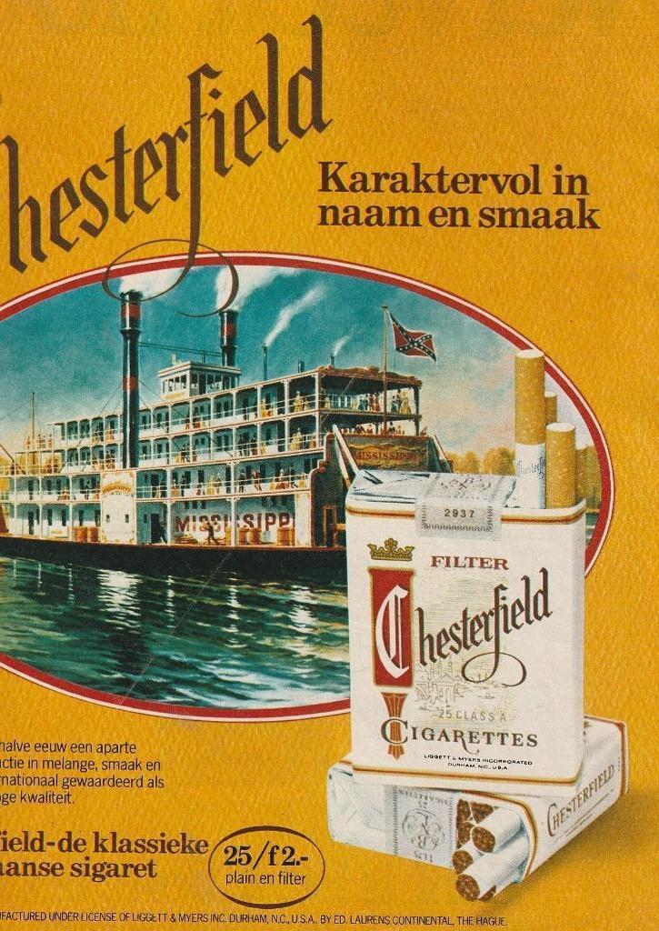 Retro reclame 1978 Chesterfield sigaretten schoepenboot, Verzamelen, Retro, Overige typen, Verzenden