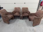4 stoelen met wieltjes en armleuningen, Ophalen, Gebruikt, Bruin, Vier