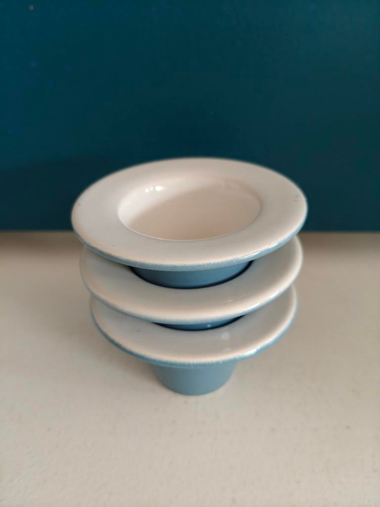 Fris Edam Jubilant blauw 3 eierdopjes eier doppen, Ophalen of Verzenden