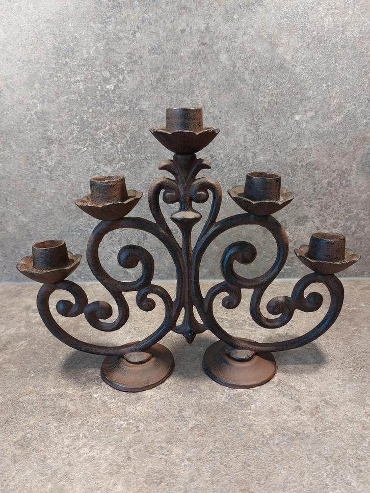Gietijzeren Kandelaar voor 5 Kaarsen, Antiek en Kunst, Curiosa en Brocante, Ophalen