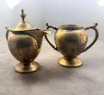 Vintage set  messing kan en  theepot., Ophalen of Verzenden, Gebruikt
