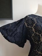 Zwarte Kanten Blouse - Made in Italy., Made in Italy, Zwart, Ophalen of Verzenden, Zo goed als nieuw