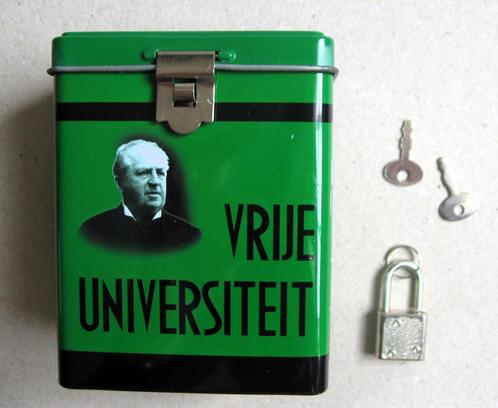 Spaarbusje Vrije Universiteit, Verzamelen, Blikken, Gebruikt, Overige, Overige merken, Ophalen of Verzenden
