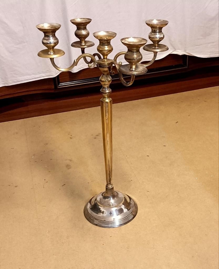 Kandelaar , verzilverd, Ophalen of Verzenden, Zilver