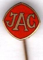 Jeugd Automobiel Club JAC rood email/koper speldje( B_184 ), Ophalen of Verzenden, Zo goed als nieuw, Transport, Speldje of Pin