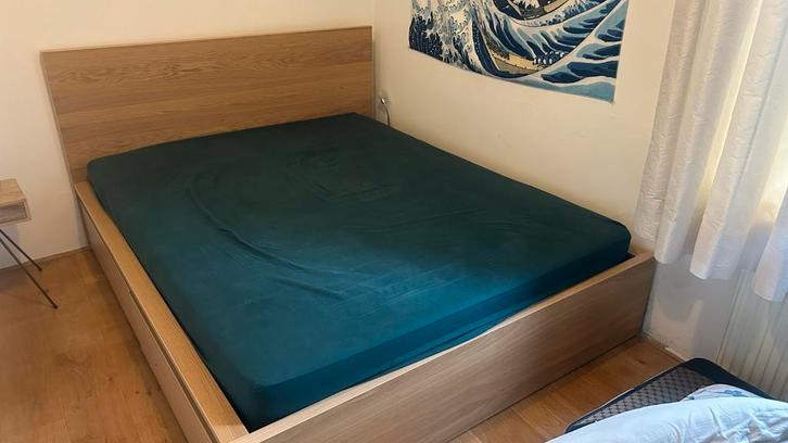 IKEA bed (zonder matras) 175x212x37cm, 100cm headboard, Huis en Inrichting, Slaapkamer | Bedden, Gebruikt, Tweepersoons, 180 cm