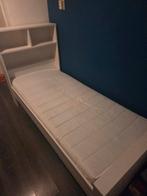 Wit eenpersoonsbed met opbergruimte, Ophalen, 90 cm, Eenpersoons, Wit