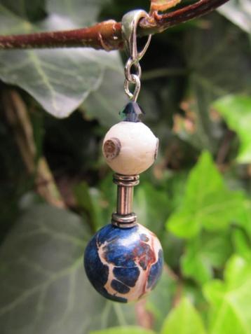 Hanger African Blue glas-jaspis-swarovski kristal zilver beschikbaar voor biedingen