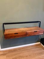Mangohout met stalen frame wandkast in top staat! 115x35 cm, Huis en Inrichting, Kasten | Ladekasten, Ophalen, 100 tot 150 cm