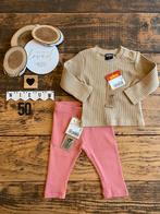 Baby girl setje wibra shirtje beige broekje roze maat 50, Kinderen en Baby's, Babykleding | Maat 50, Meisje, Nieuw, Ophalen of Verzenden