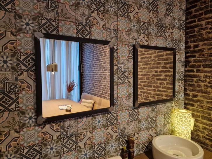 Spiegel met stalen frame 50x50cm, Huis en Inrichting, Woonaccessoires | Spiegels, Zo goed als nieuw, 50 tot 75 cm, Minder dan 100 cm