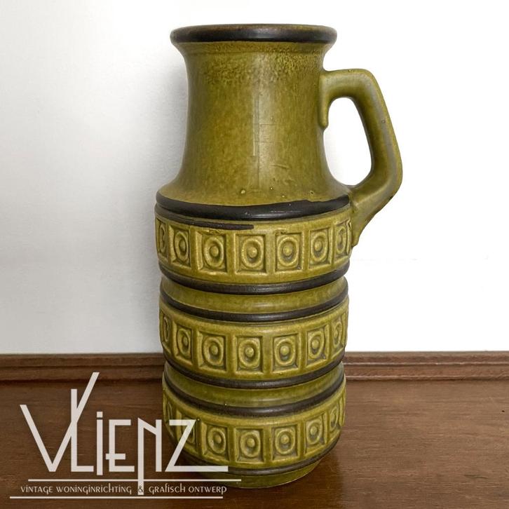 Vintage Scheurich Tundra vaas groen West-Germany, Verzamelen, Retro, Huis en Inrichting, Ophalen