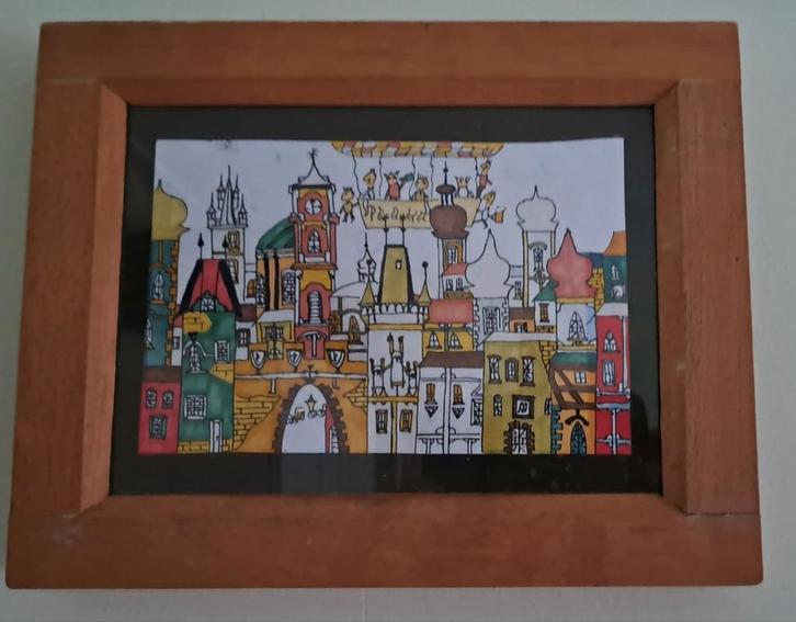 Kleurrijk schilderij, Antiek en Kunst, Kunst | Schilderijen | Modern, Ophalen of Verzenden