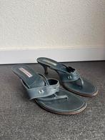 Vintage Y2K Manolo Blahnik leren sandalen met kleine hak, Manolo Blahnik, Blauw, Manolo Blahnik, Manolo Blahnik