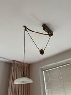 Vintage Plafondlamp met Katrol, Huis en Inrichting, Lampen | Hanglampen, Ophalen of Verzenden, Gebruikt, Glas, Minder dan 50 cm
